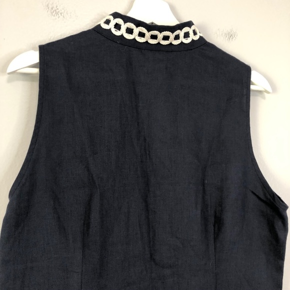 Sail to Sable Maxi Dress High Neck Slit Embroidered Navy - Picture 5 of 14